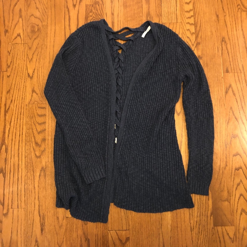 Stitches & Stripes lace up back open cardigan blue Large